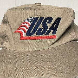 USA Embroidered Tan Cap Vintage Y2K NWT
